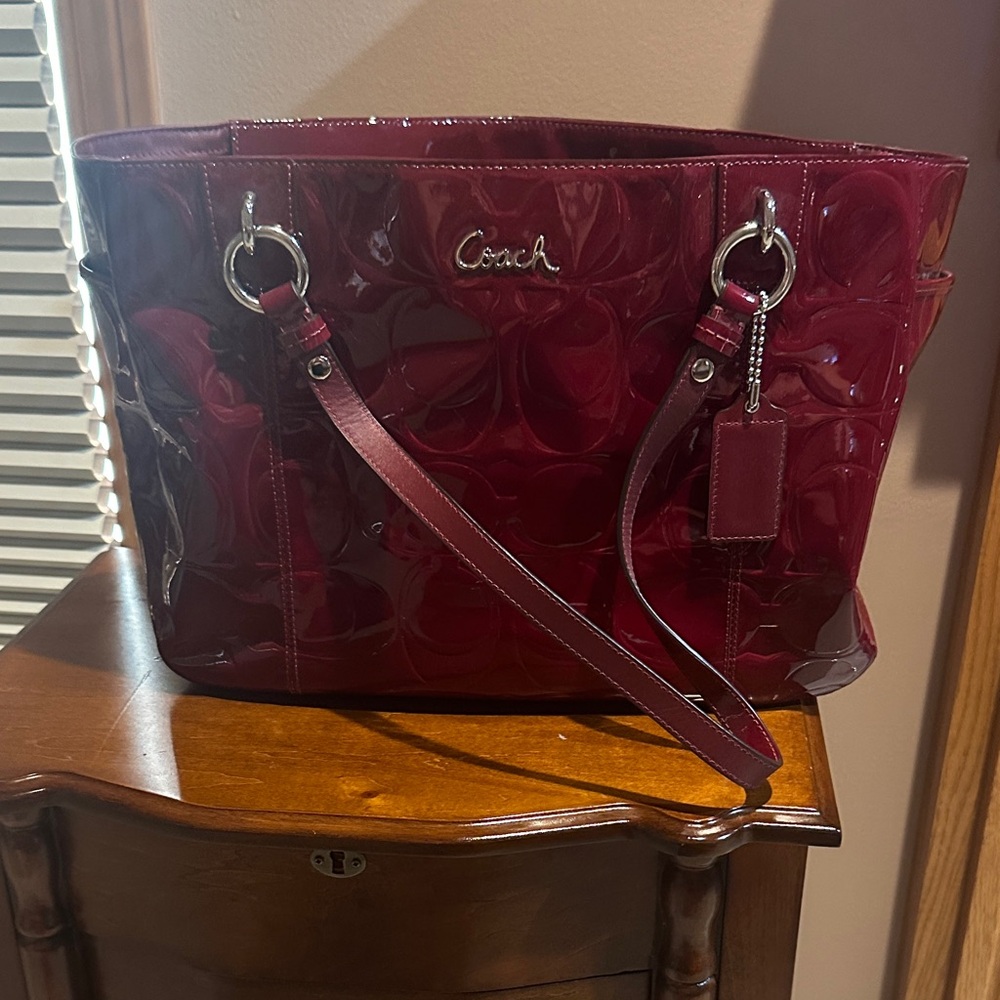 Coach Glossy Red Tote Bag